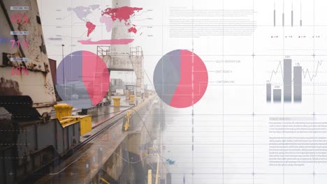 Animation-of-data-processing-and-world-map-over-port