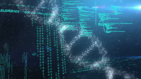 animación del procesamiento de datos sobre el hilado de cadenas de adn