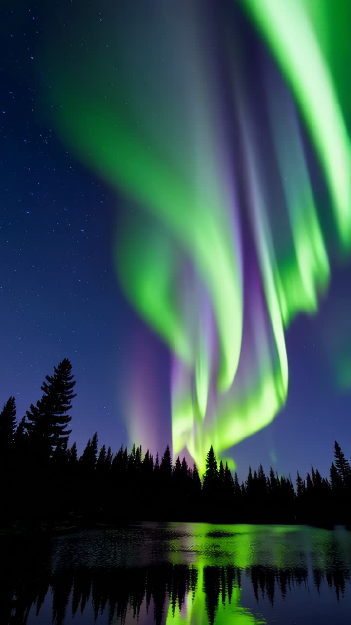 Aurora boreal sobre un lago