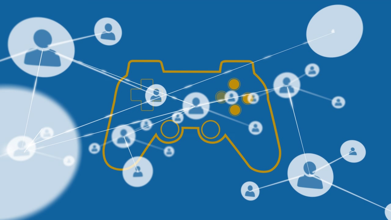 Animation of network of connections with icons over human dna strand