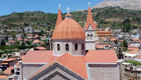 exterior detail of saint saba cathedral in bsharri, lebanon