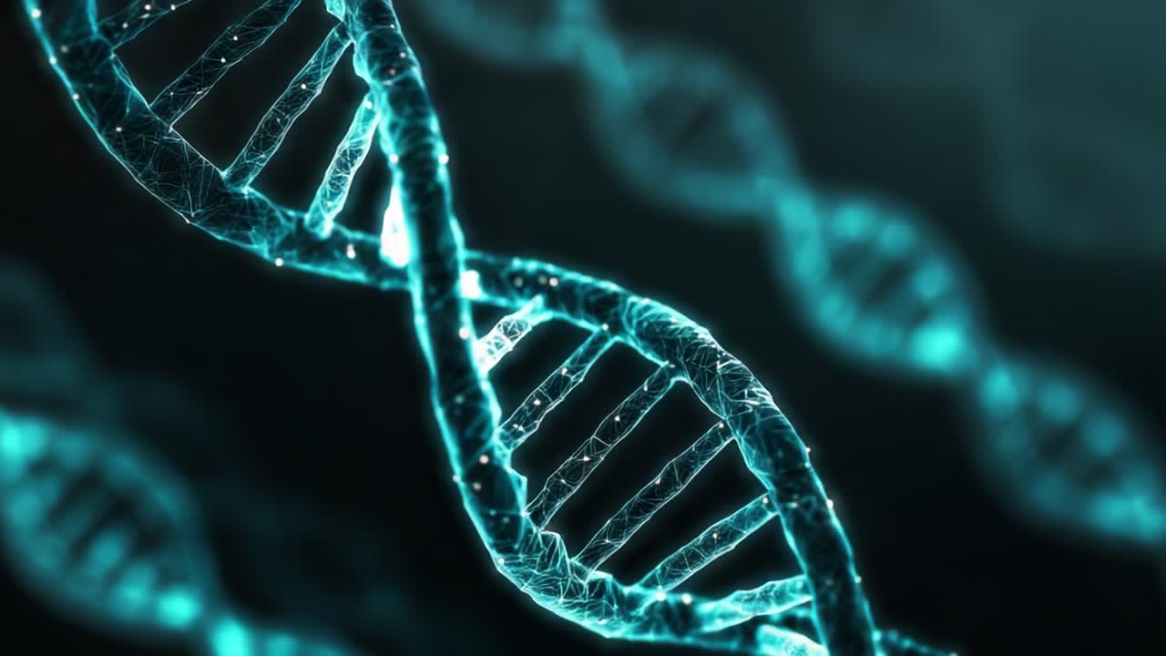 A Visual Exploration of DNA Structure with Intricate, Illuminated Helices Showcasing the Complexity of Genetic Material at the Molecular Level, Enhancing Understanding of Life's Building Blocks