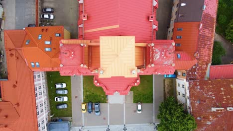 upward drone movement from the top of the church of st