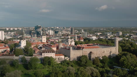 aerial footage of fortress in old town tallinn in estonia
