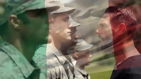 animation of soldiers with waving italian flag