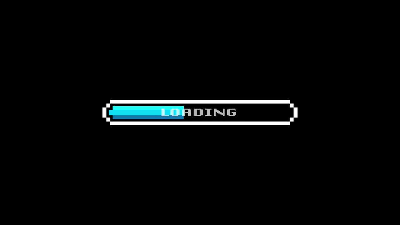 Retro Pixel Art Loading Bar Animation with Blue Progress