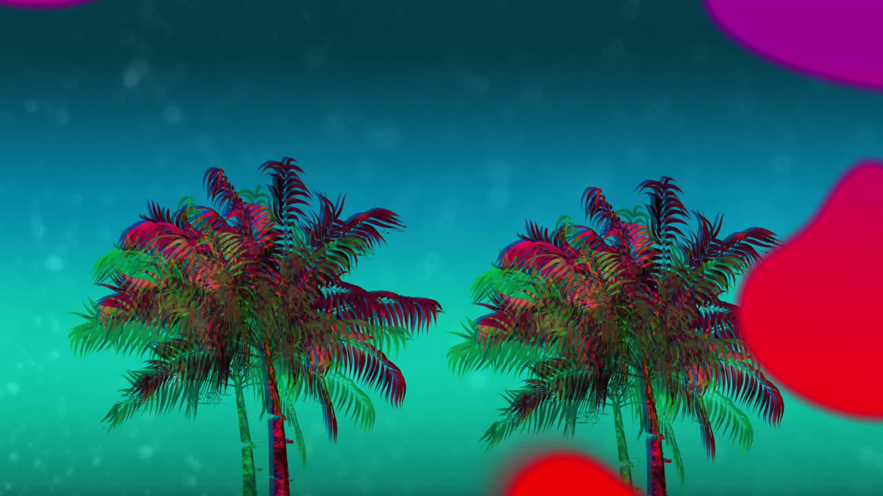 líquido colorido y palmera