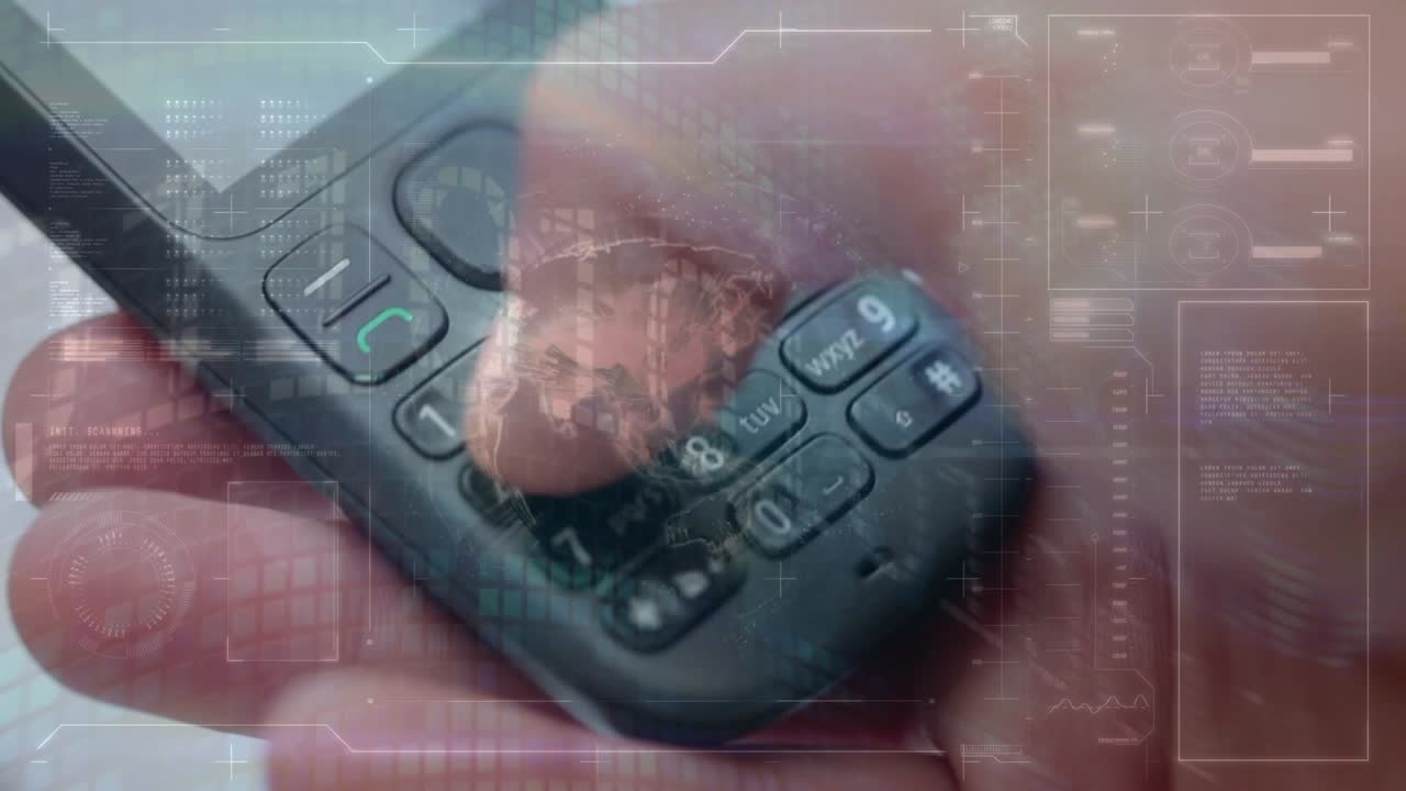 Animazione di statistiche ed elaborazione di dati finanziari su donna che usa lo smartphone