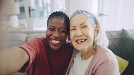 happy, doctor and a senior woman with a selfie