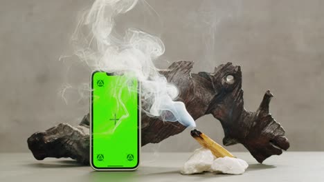 Person holding Palo Santo wood stick in hand, aromatic Palo Santo burning on black background, smoke spreading around, slow motion video clip, high quality 4k close up footage. High quality 4k footage