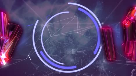 animación de hexágonos de neón sobre un fondo rosado brillante y oscuro
