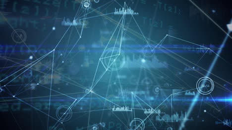 animación del procesamiento de datos financieros a través de una red de conexiones