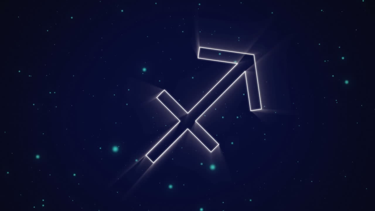 보라색에 있는 궁수자리 조디악 표지