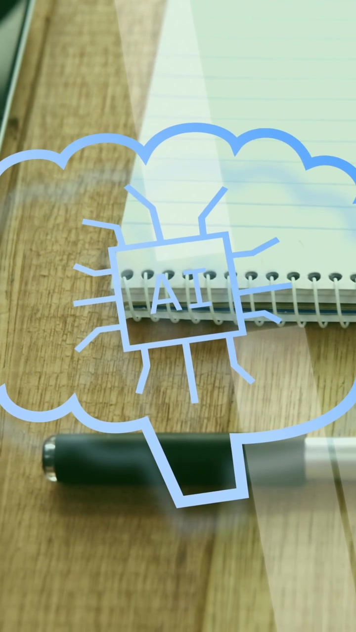 Animation of ai data processing over tablet and notebook