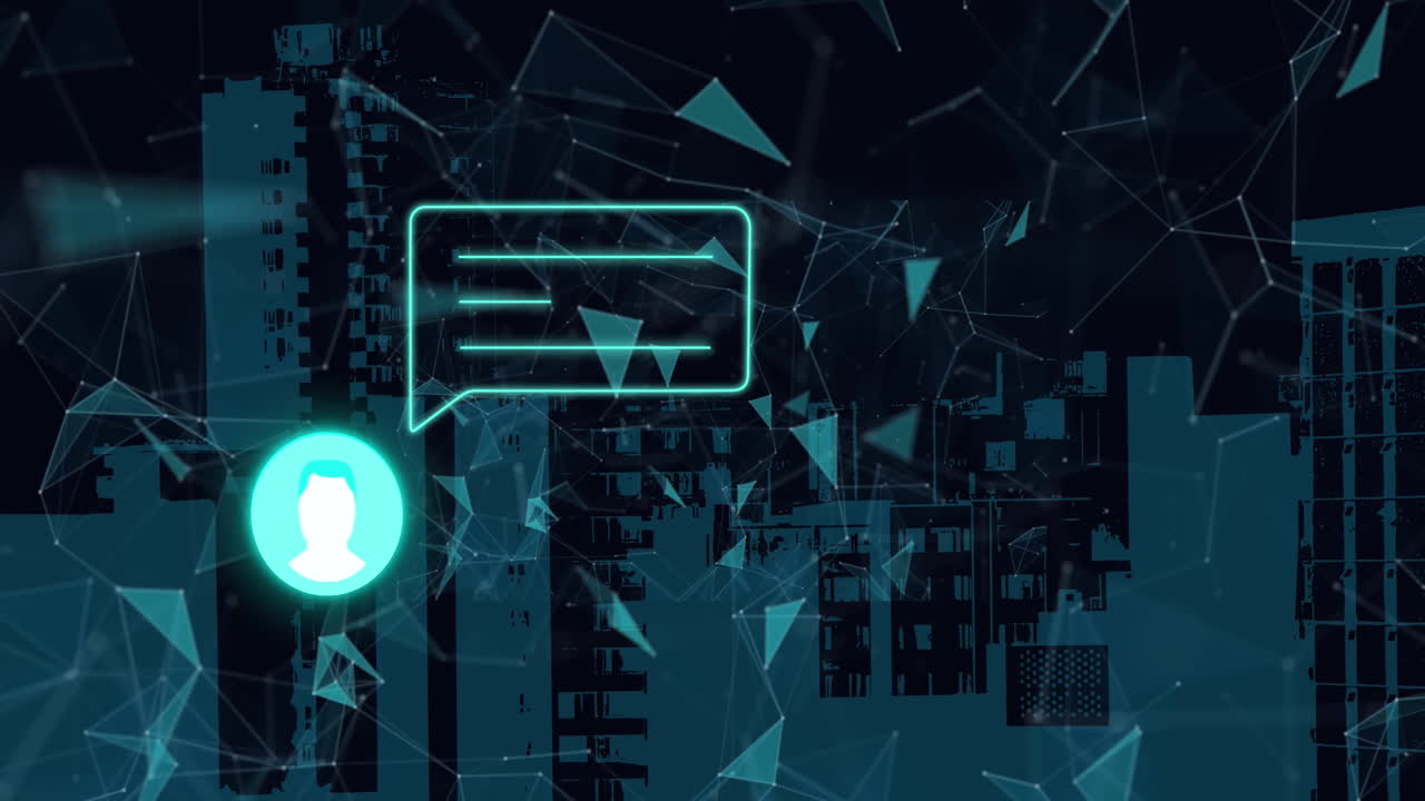 Animation of social media icons and data processing