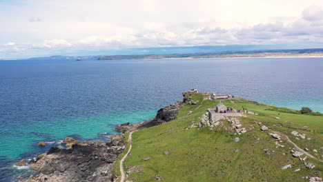 aerial drone view of the island st ives in cornwall