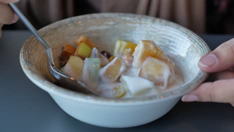 fresh yogurt in a bowl on table