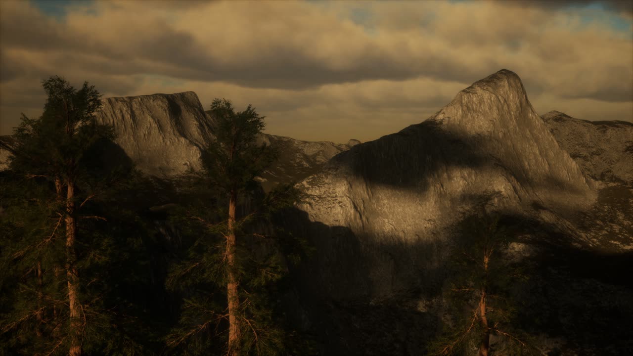 acantilado con árboles y la luz del sol