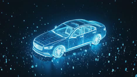 futuristic wireframe car digital model