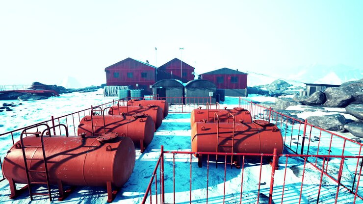 Russian research and polar expedition base buildings in Arctic