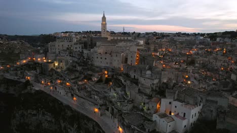 Aerial-video-of-the-city-of-Matera-in-Basilicata,-southern-Italy