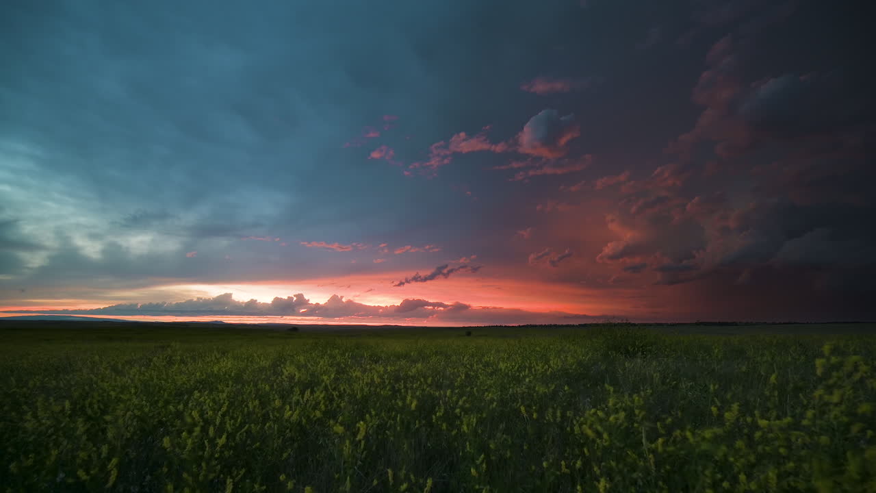 Dramatic Sunset over a Field