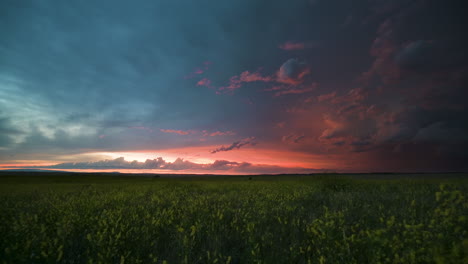 dramatic sunset over a field