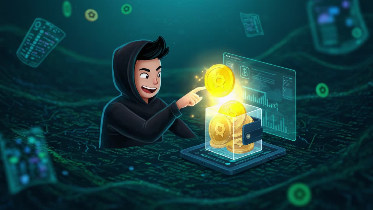 A Young Enthusiast Engages with Cryptocurrency, Showcasing Digital Wallets and Trendy Charts to Illustrate the Excitement of Modern Finance in a Futuristic Setting