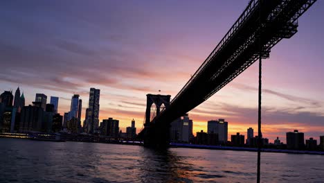 brooklyn bridge sunset skyline, new york city