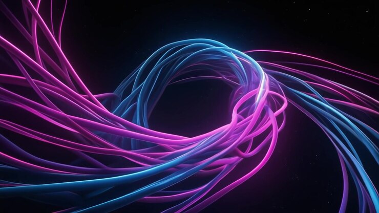 Abstract Animation of Glowing Pink and Blue Neon Cables