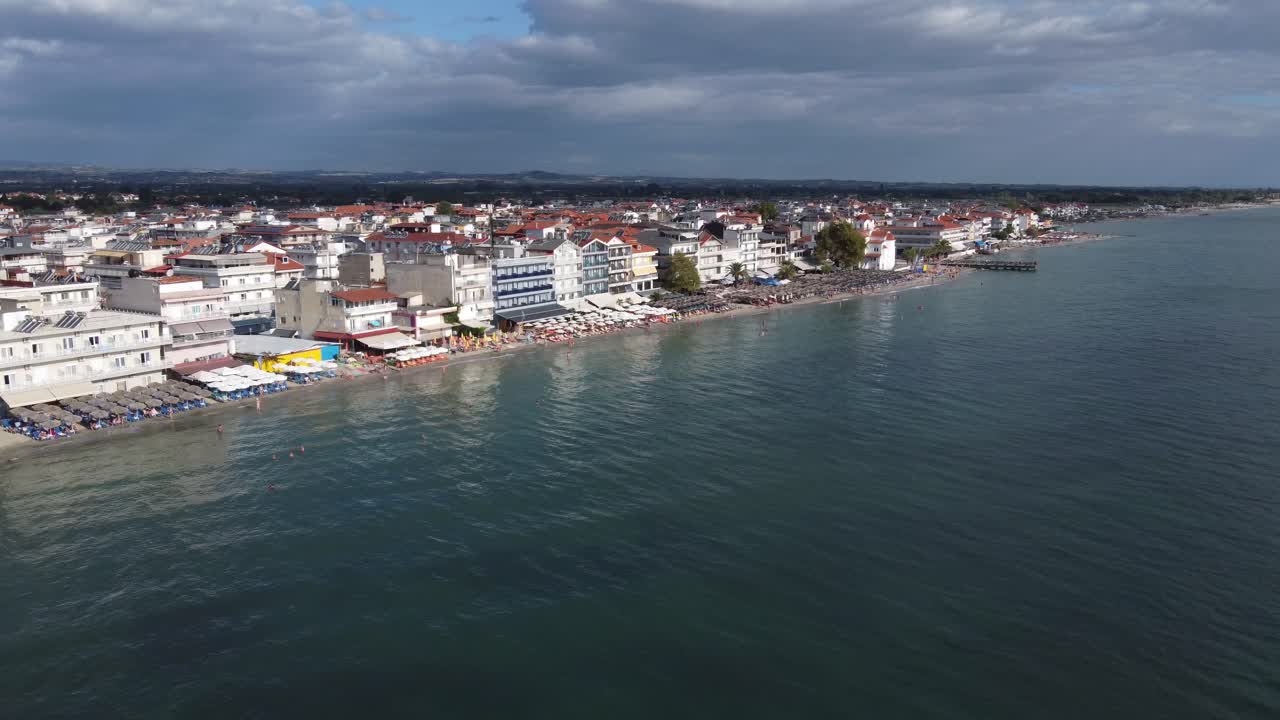 Paralia Katerini seafront with the Holy Church of Saint Photine, Greece