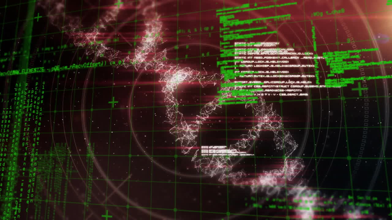 검은색 배경에 dna 줄에 대한 데이터 처리의 애니메이션