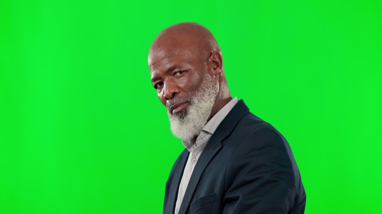 Retrato, óculos e homem negro sério