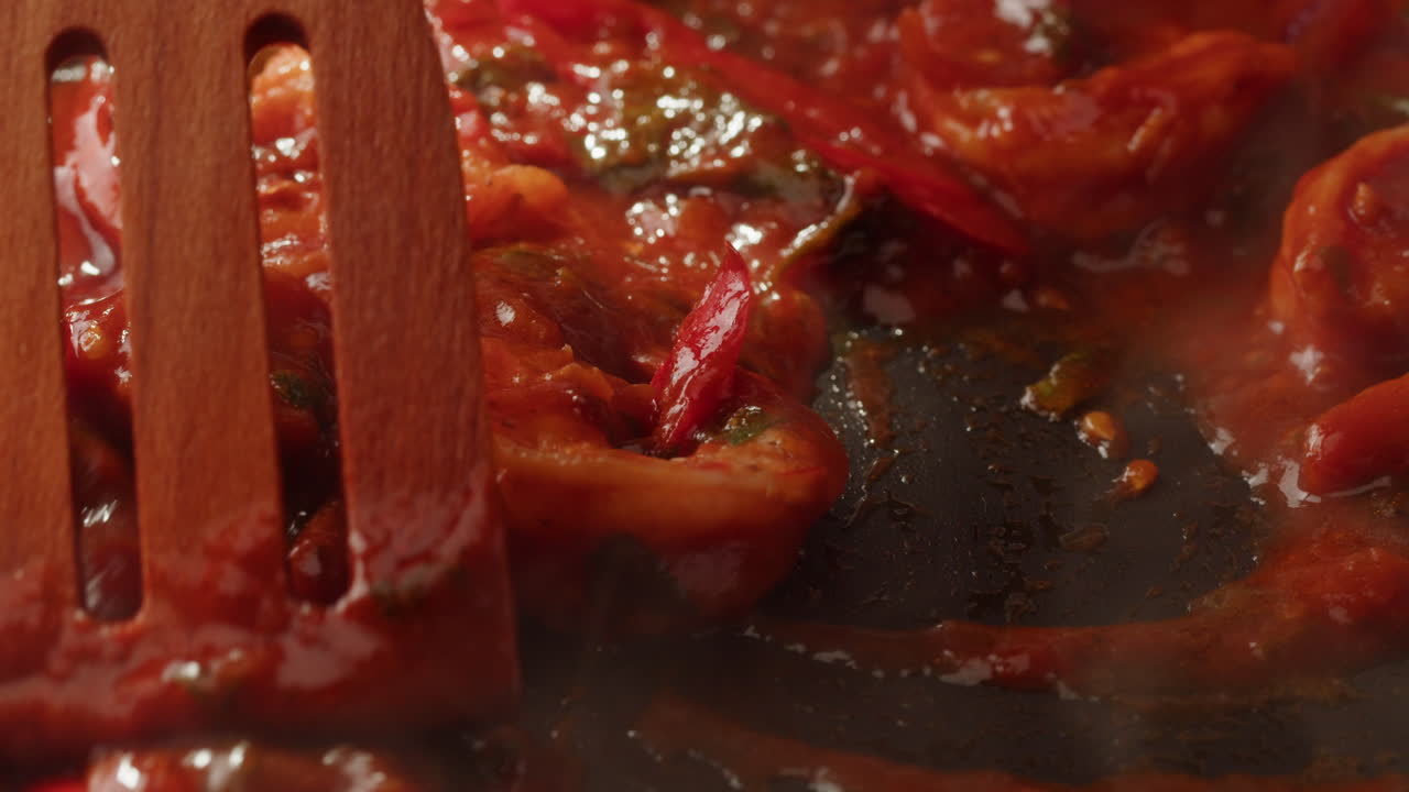 Cooking Tomato Sauce in a Pan