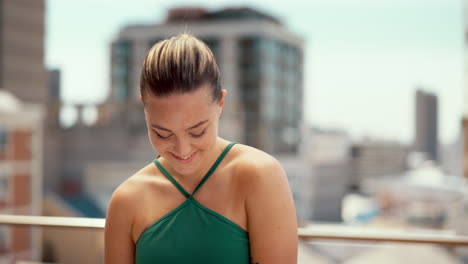 Woman,-face-or-fitness-portrait-on-city-building