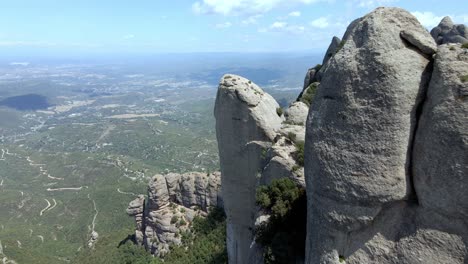 aerial views of montserrat mountain range in catalonia