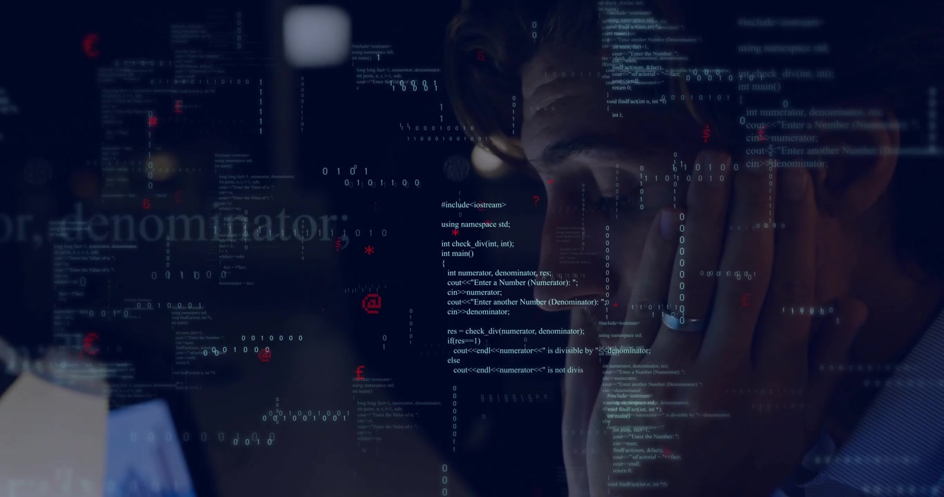 Stressed Software Developer Working Late on Computer Code