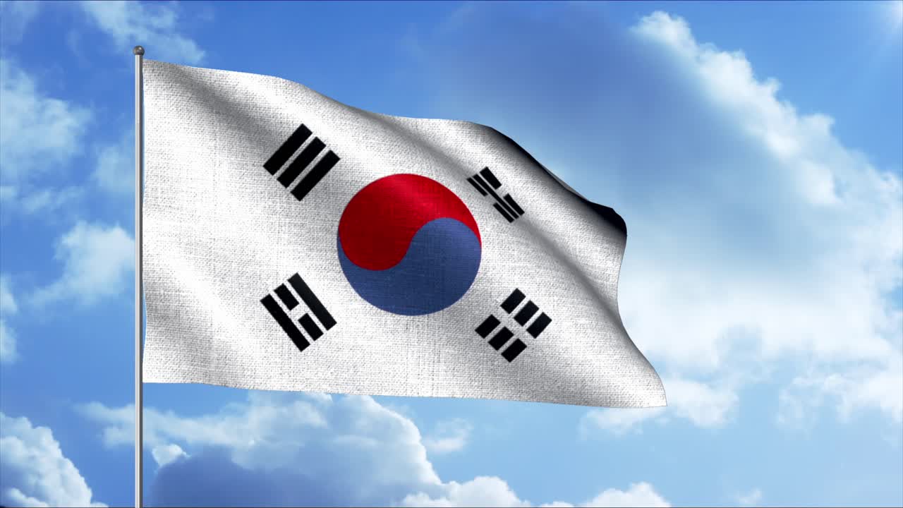 la bandera de corea del sur ondeando en el viento