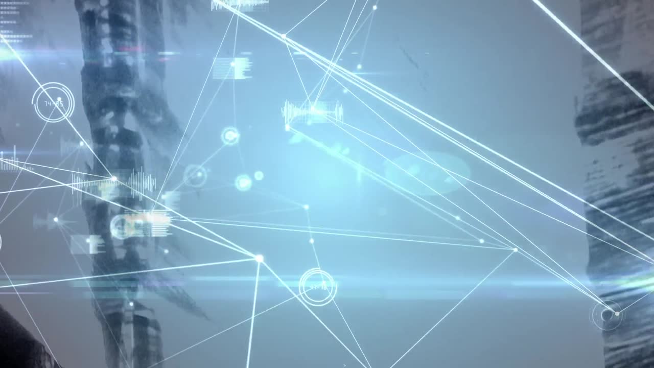 animación de redes de conexiones en interiores industriales