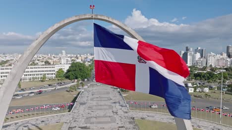 close-up of flag waving in the wind, plaza de la bandera at santo domingo city, dominican republic