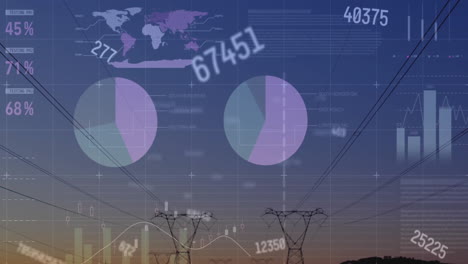 Animation-Der-Verarbeitung-Finanzieller-Daten-über-Strommasten-Auf-Einem-Feld