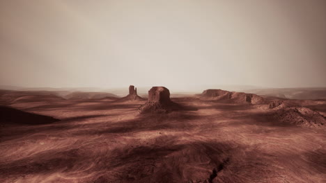 red desert landscape with rock formations