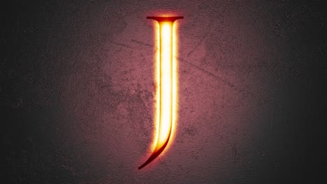 grabado la letra j brillando