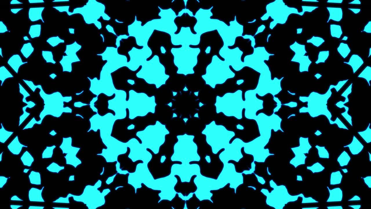 fondo de patrón geometrico sin costuras azul abstracto. rayas abstractas bucle de caleidoscopio. rápido psicodélico colorido kaleidoscopio vj fondo. discoteca fondo de movimiento abstracto. efecto caleidoscope