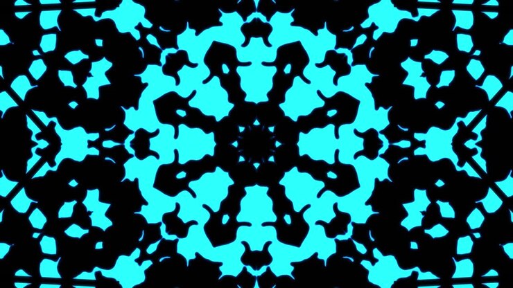 Abstract blue geometric seamless pattern background. Abstract Stripes Kaleidoscope Loop. Fast Psychedelic Colorful Kaleidoscope VJ background. Disco Abstract Motion Background. Kaleidoscope effect