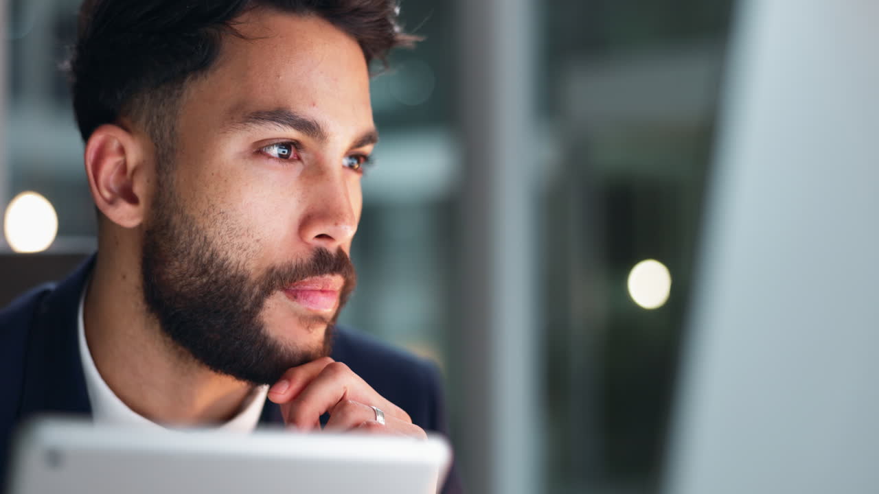 Professional businessman working late in the office