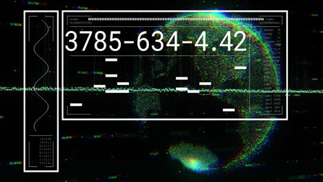 animation of financial data processing over globe