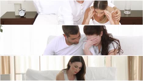 montaje de mujeres tristes y sus novios