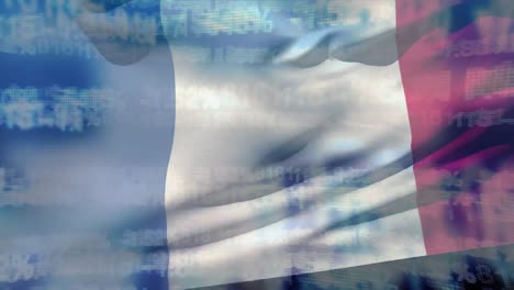 Financial-data-processing-against-France-flag-waving