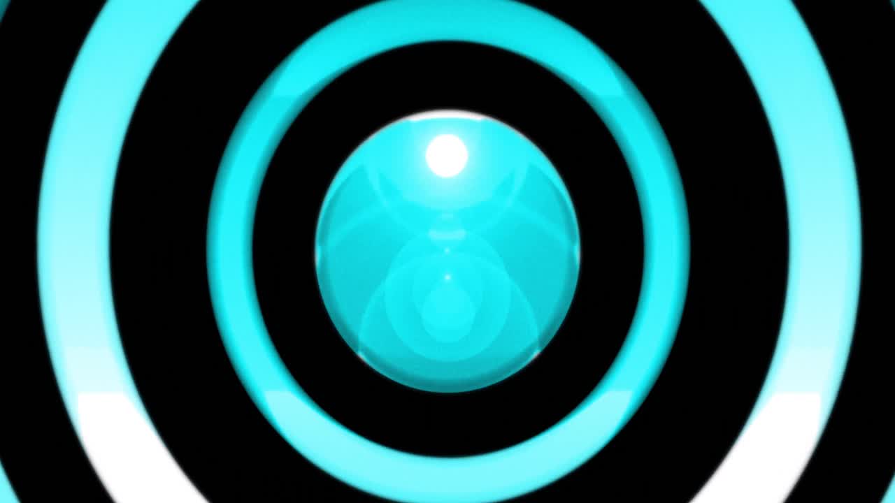 múltiples círculos de neón girando y moviéndose contra un fondo cambiante